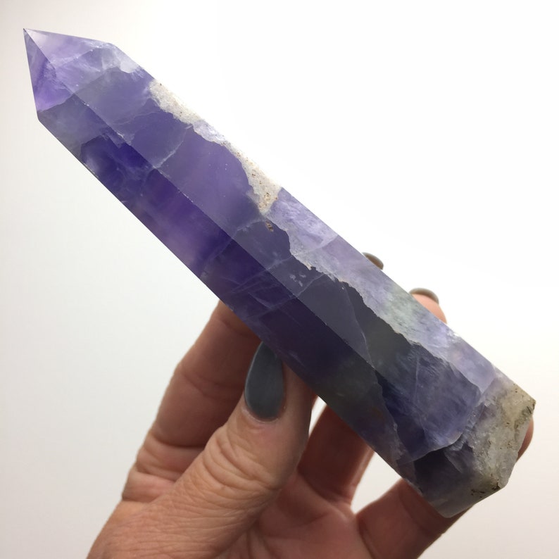 Polished Indigo Fluorite Point Fluorite Tower Display Green Purple Fluorite Self Standing Fluorite 8