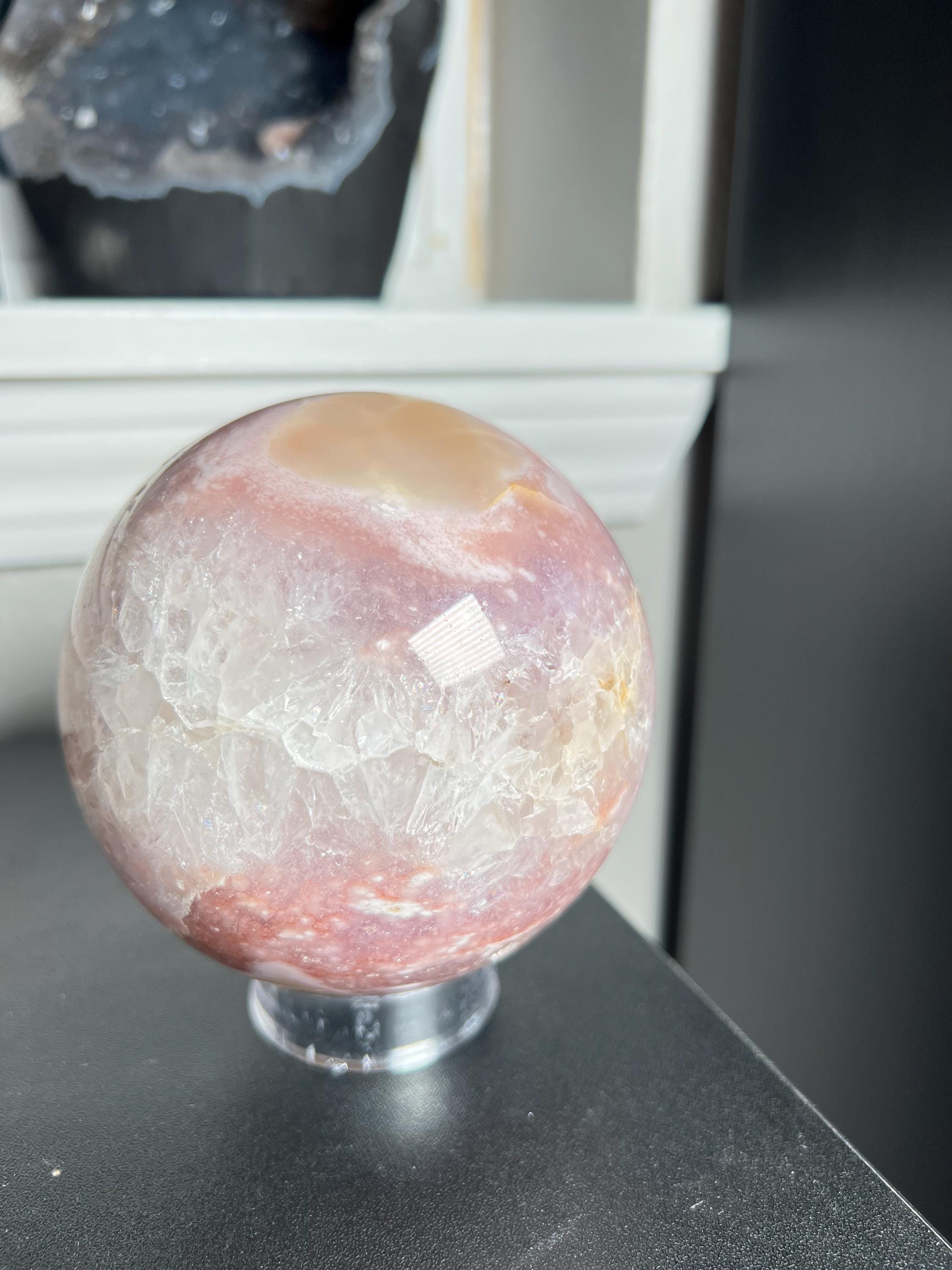 ピンクアメジスト　アメジスト　フラワーアゲート　ドゥルージー　スフィア ドゥルージー ピンク アメジスト スフィア、ピンク アメジストと