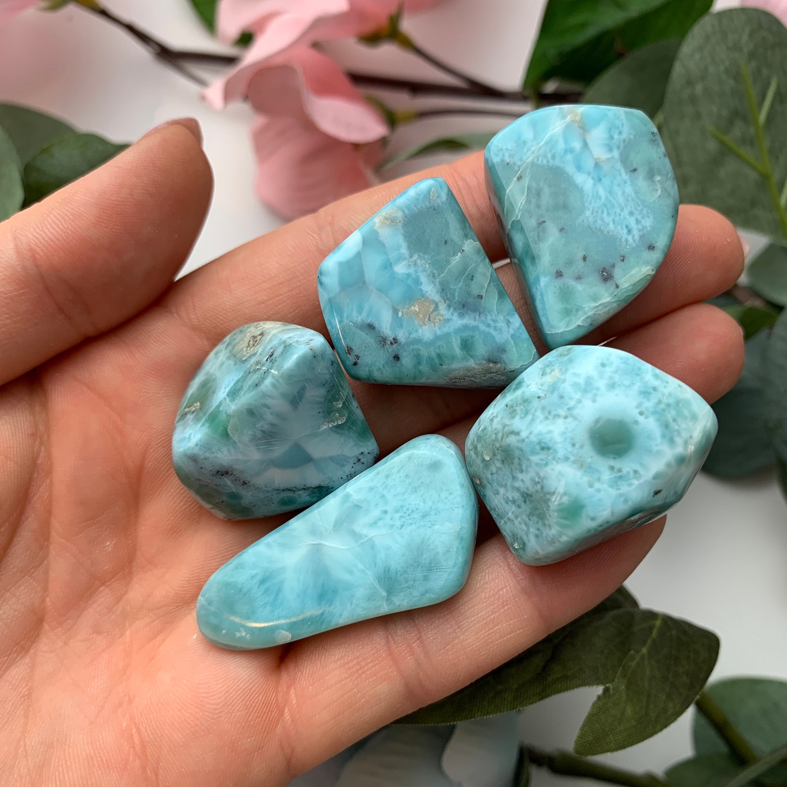 ONE Larimar Tumbled Stone Polished Larimar Crystal Crystal Etsy