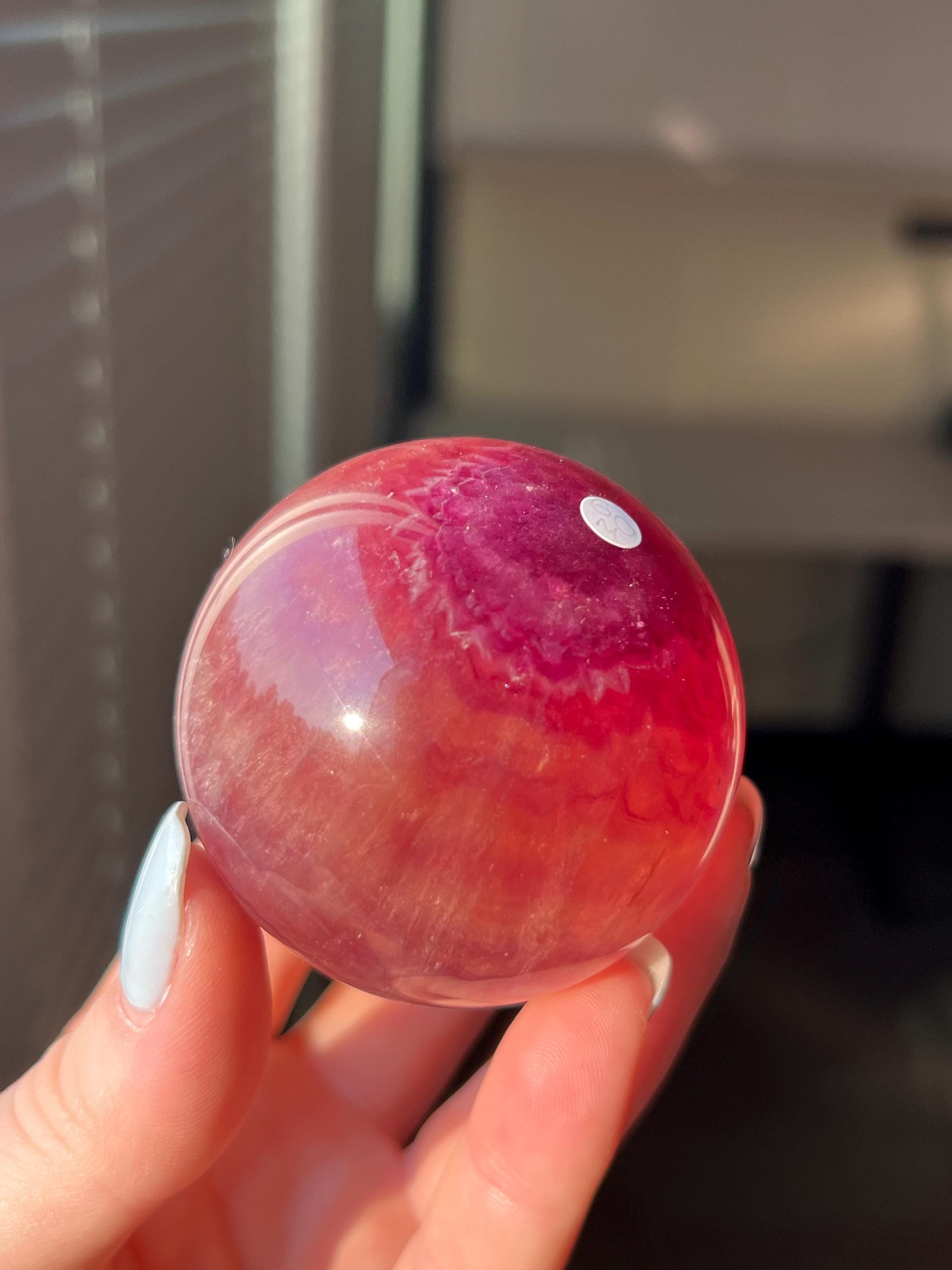 Fluorite Sphere, Polished, Crystal Sphere, Pink Fluorite, Magenta