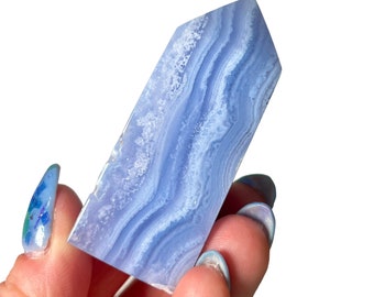 Polished Blue Lace Agate Tower, Blue Lace Tower, Agate Tower, Crystal Tower Blue Chalcedony Banded Agate
