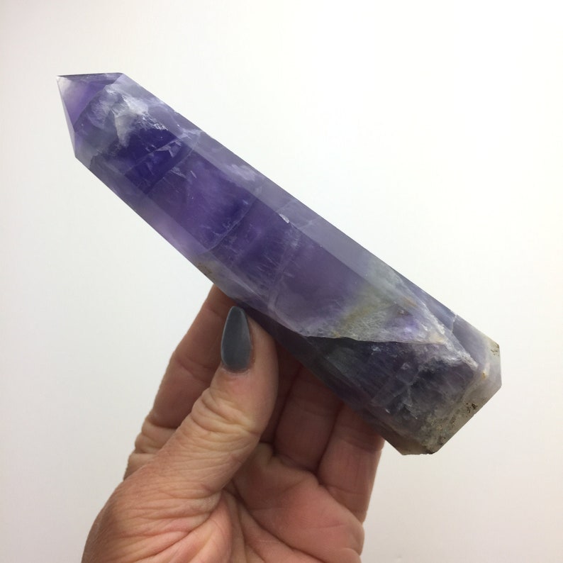 Polished Indigo Fluorite Point Fluorite Tower Display Green Purple Fluorite Self Standing Fluorite 8
