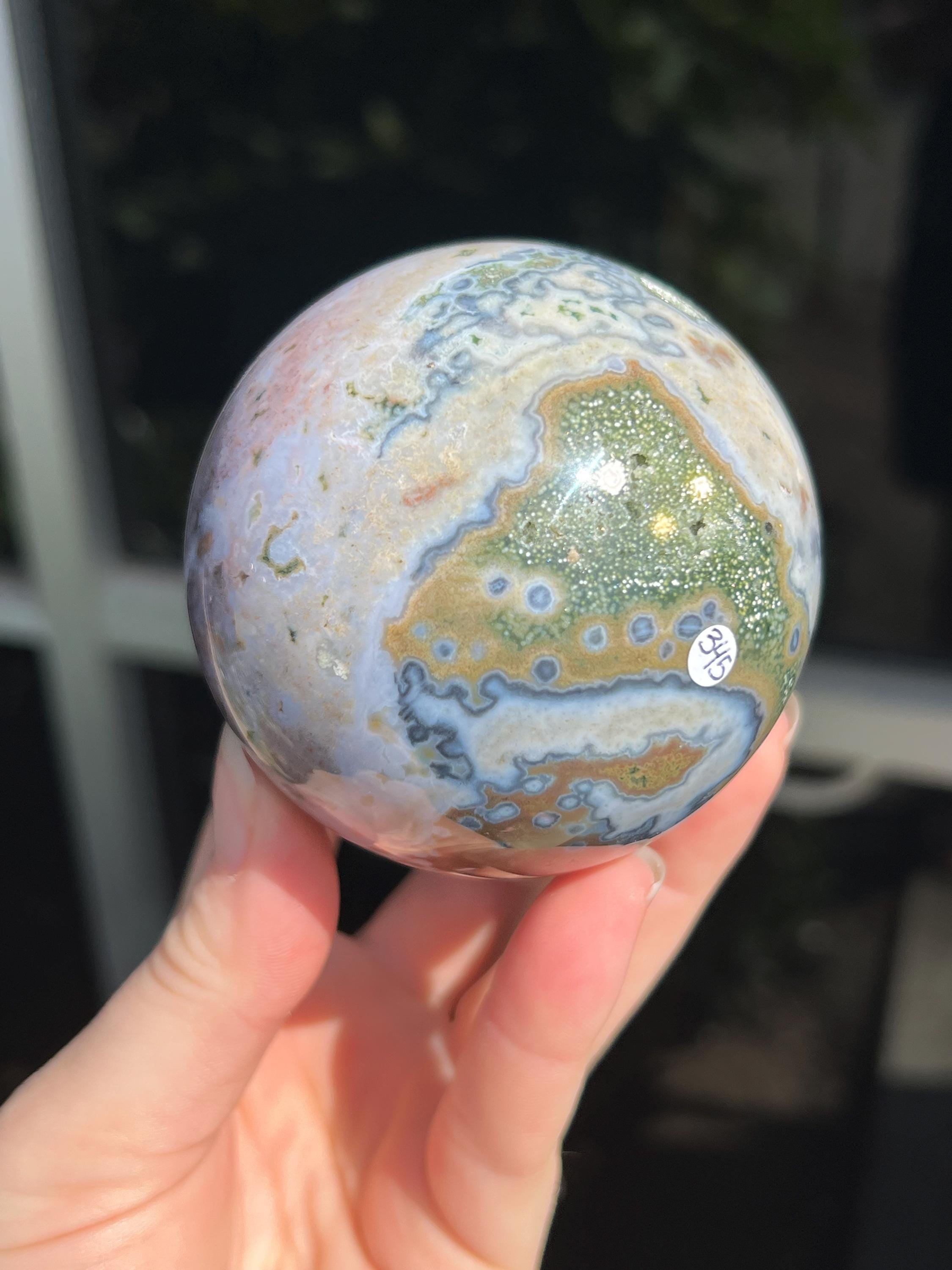 Ocean Jasper Sphere, Sea Jasper, Polished, Orbicular, Cloud OJ