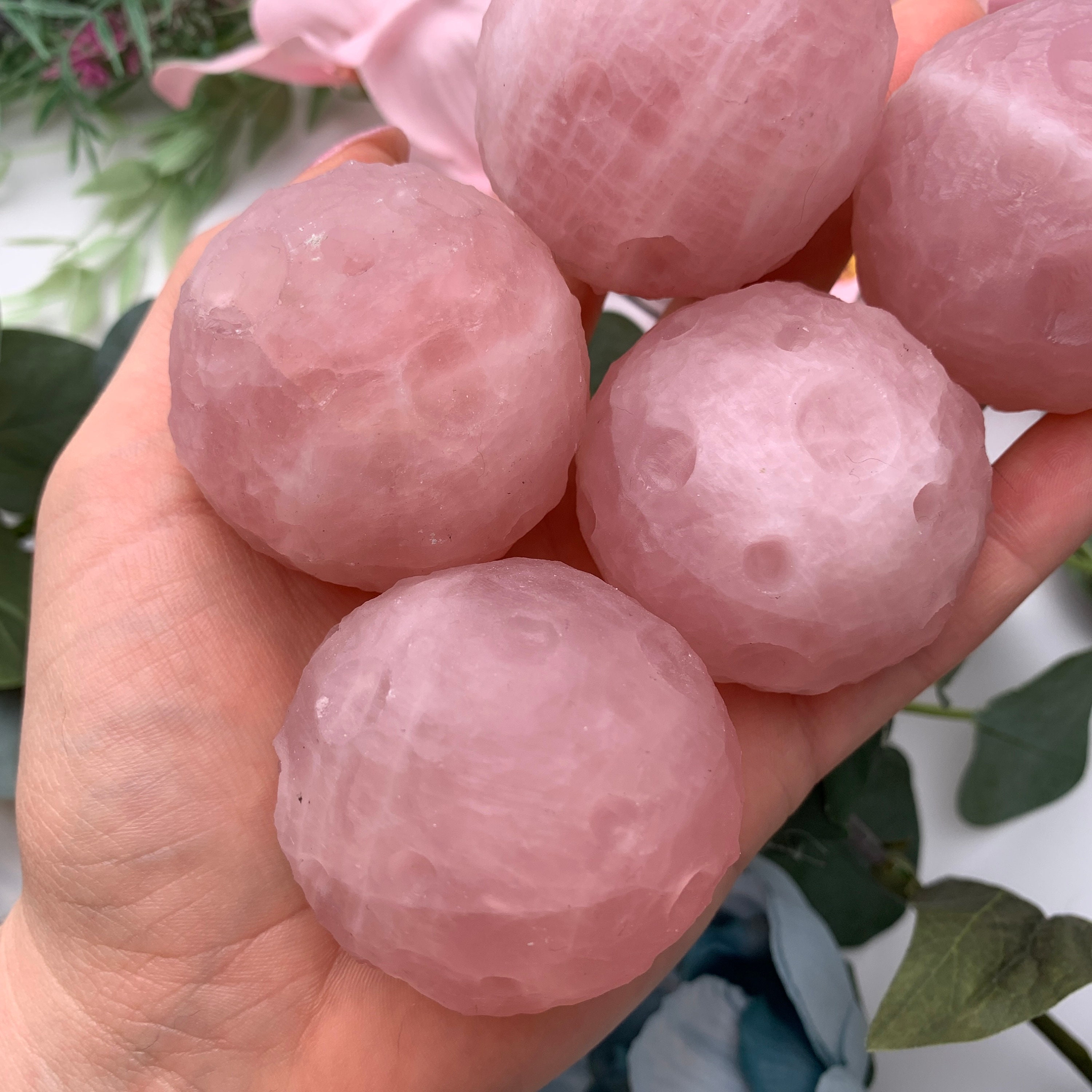 ONE Rose Quartz Full Moon Carving Rose Quartz Sphere Etsy