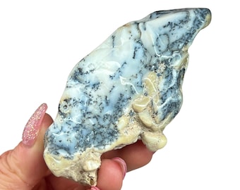 Dendritic Opal Freeform, Semi-Polished Dendritic Opal, Blue Dendritic Opal, Raw Crystal