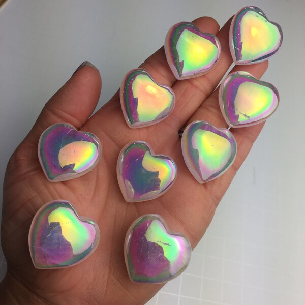 ONE** Angel Aura Rose Quartz Polished Geode Amethyst Heart Shape