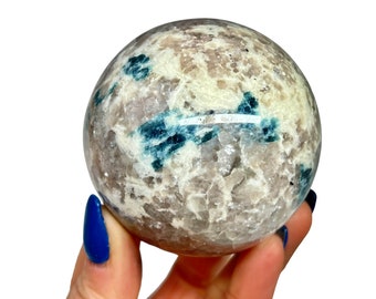Snowball Euphoralite Sphere, Blue Tourmaline Sphere Euphoralite Sphere, Euphoralite, Polished, Crystal Sphere, Ice Sphere