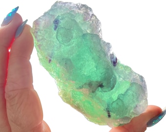 Sugar Fluorite Cluster, Raw Purple and green Fluorite Cubic Fluorite Fractal Fluorite Crystal Mineral Gemstone Raw Druzy bicolor fluorite