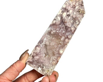 Druzy Pink Amethyst Tower, Pink Amethyst and Flower Agate Tower, Combination Tower, Flower Agate Tower, PA Tower, Pink Flower Agate