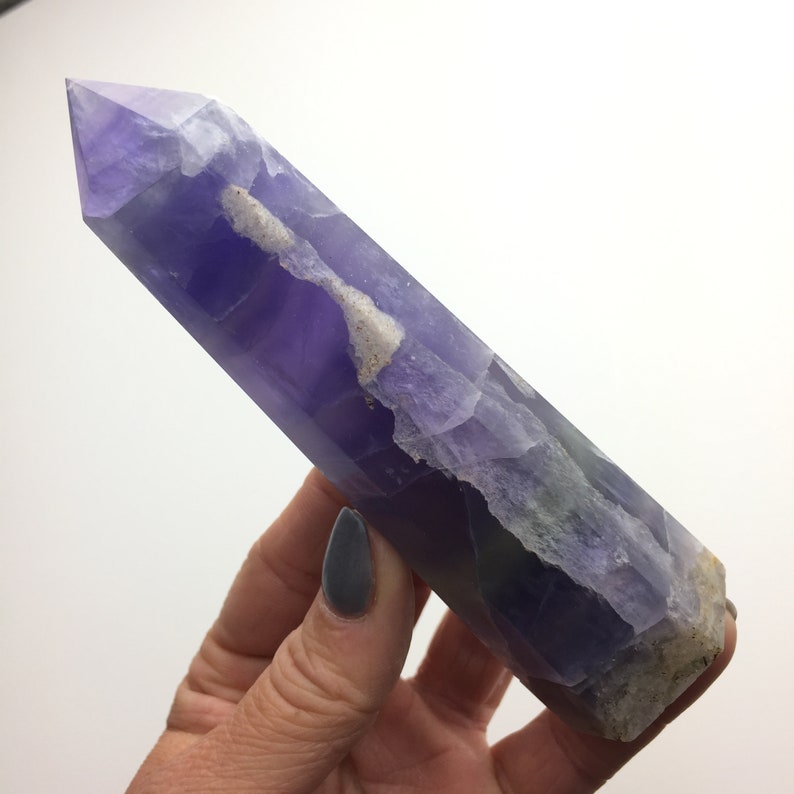 Polished Indigo Fluorite Point Fluorite Tower Display Green Purple Fluorite Self Standing Fluorite 8