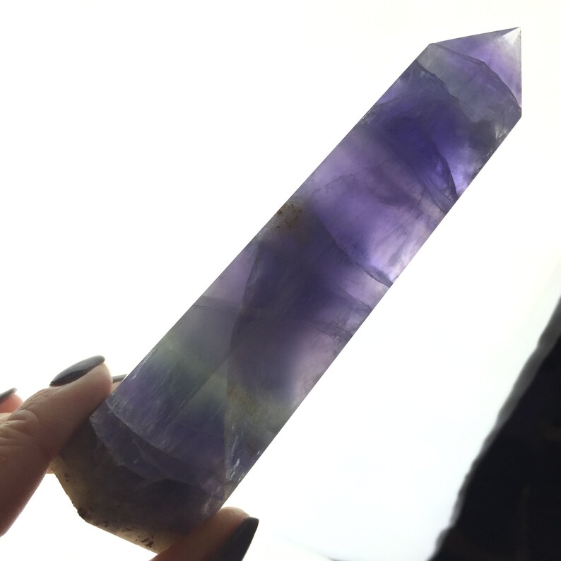 Polished Indigo Fluorite Point Fluorite Tower Display Green Purple Fluorite Self Standing Fluorite 8