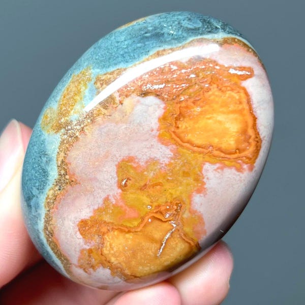 Pastel Polychrome Jasper Palm Stone, Polished Polychrome Jasper, Crystal, Gemstone, Desert Jasper, Pink Polychrome