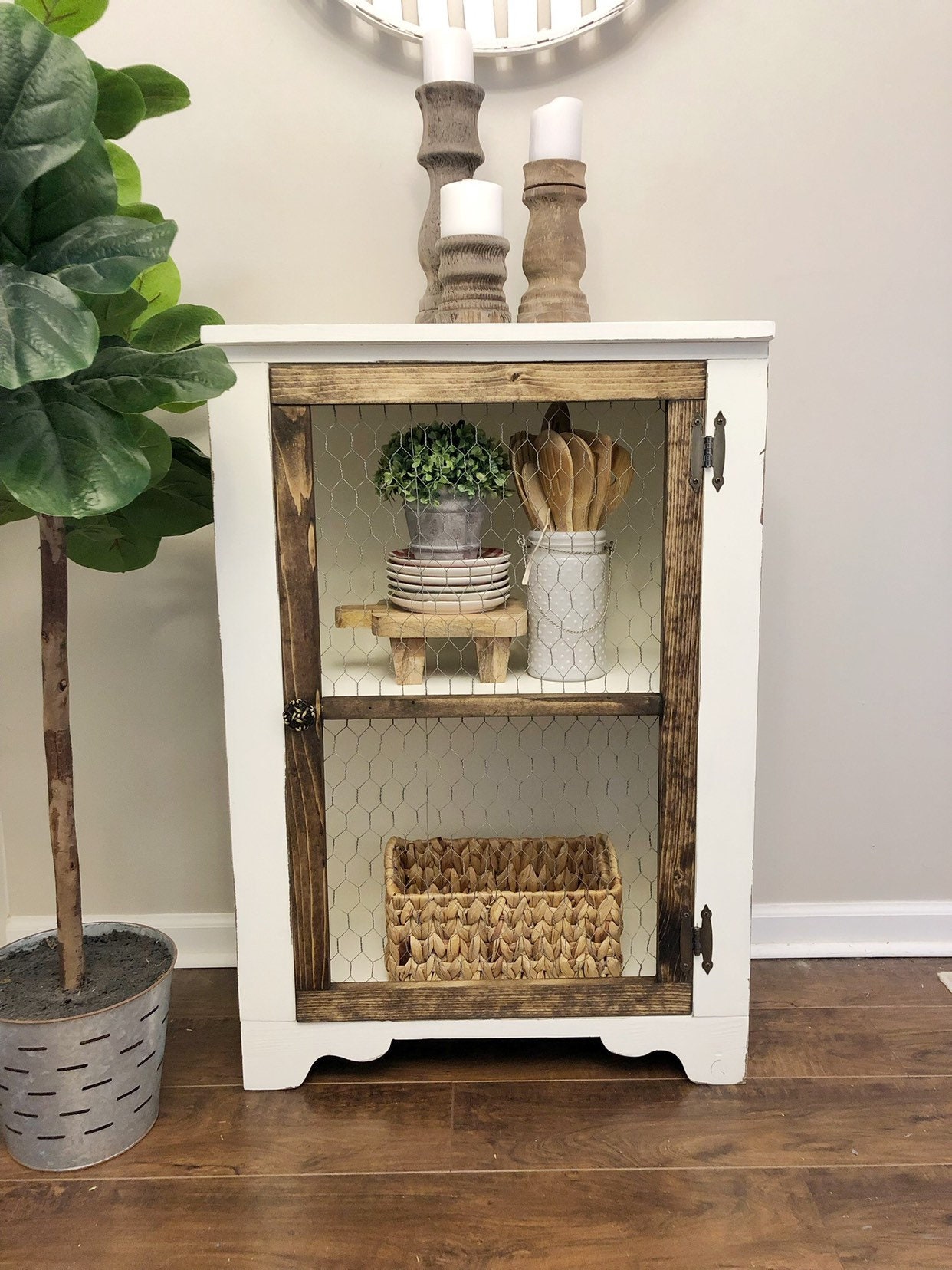 Handmade Farmhouse Style Cabinet With Chicken Wire Door Etsy