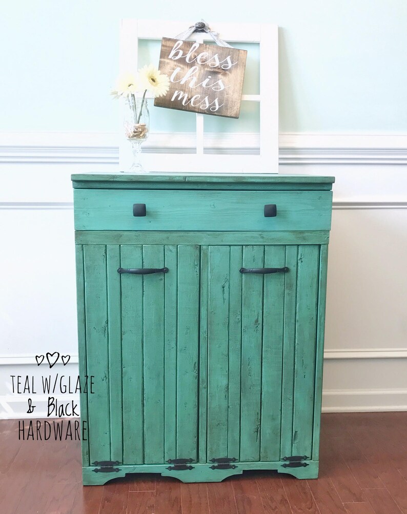 Double Tilt Out Trash Bin With Drawer Etsy