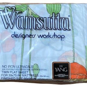 Wamsutta Ultracale Growing Poppies by Jay Yang Twin Flat Sheet NOS