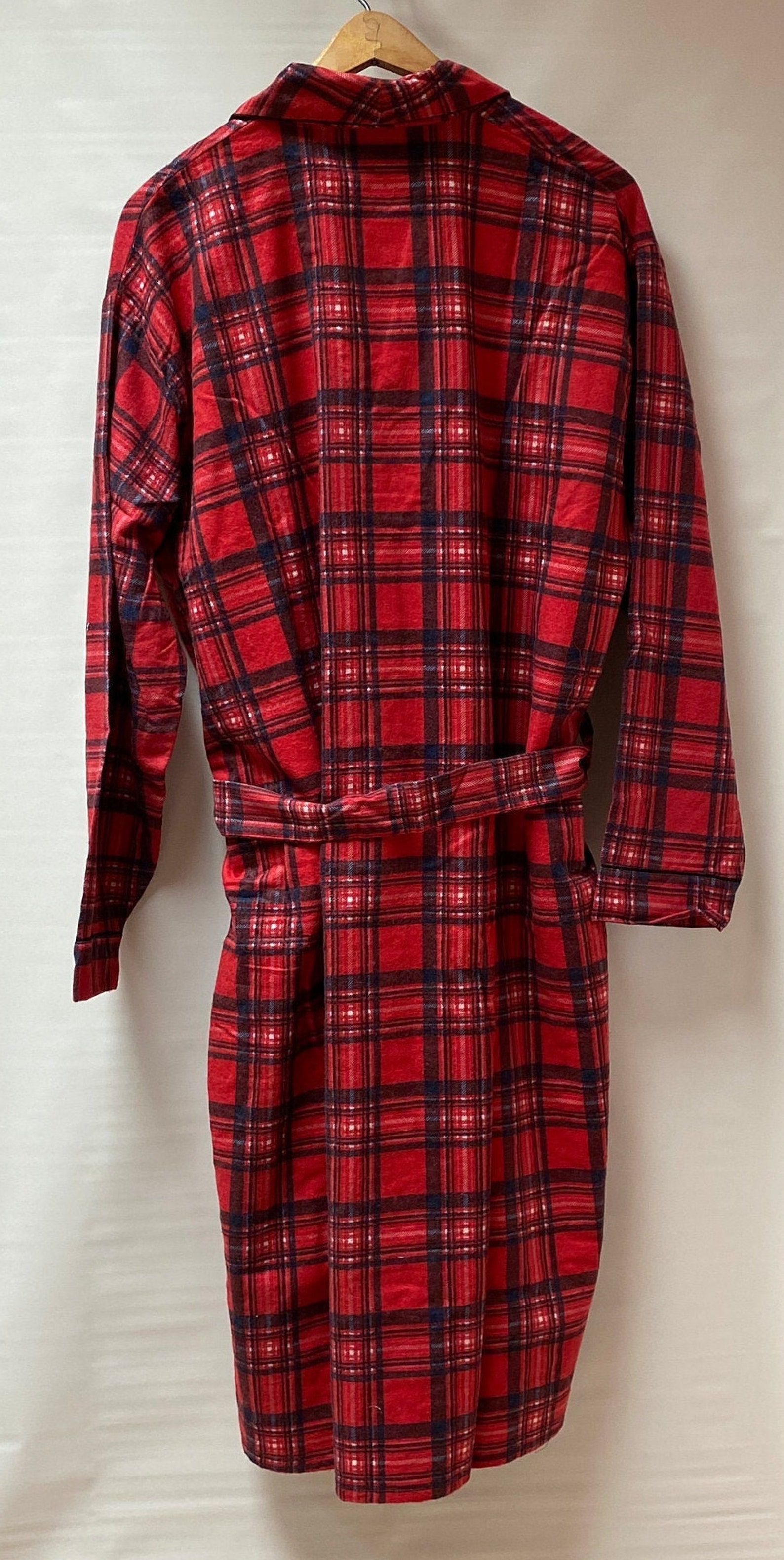 Vintage NEW Men's Flannel Robe Red Plaid Retro Bathrobe Etsy