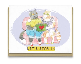 Let's Stay In | Greeting Card, Valentines Day Card, Love Card, Friendship Card, Anniversary Card, Queer Card, body positive art card