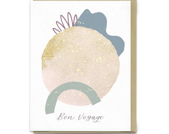 Bon Voyage CCW | Greeting Card, Cosmic Crystal Witch, Modern Abstract Boho Art Print, Dreamy Moon Stars Print, Goodbye Card, Bon Voyage Card