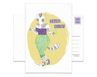 Legit Snack Foxy Feline Postcard No.6 | cat lady card, body positive, pinup postcard, feminist card, funny feminist postcard, postcard set