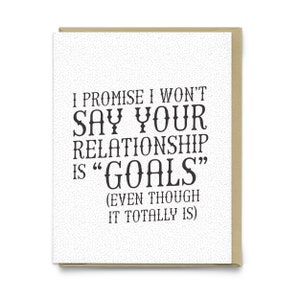 Relationship Goals Greeting Card, Wedding Card, Love Card, Anniversary Card, Friendship Card, Millennial Card, Typography Design Greeting image 1