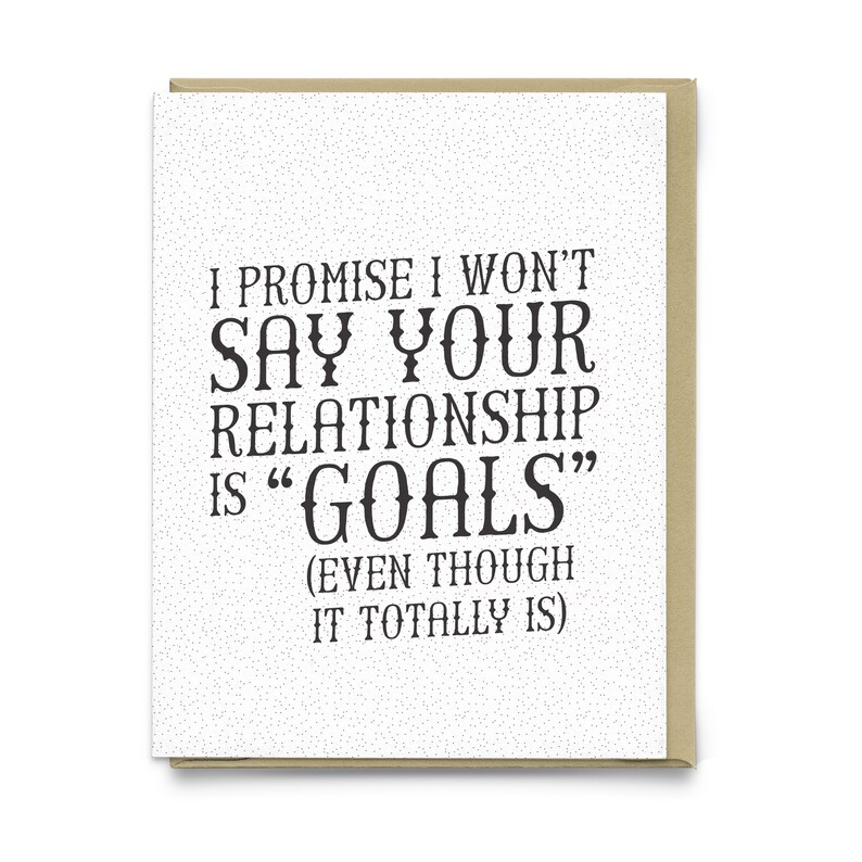 Relationship Goals Greeting Card, Wedding Card, Love Card, Anniversary Card, Friendship Card, Millennial Card, Typography Design Greeting image 1