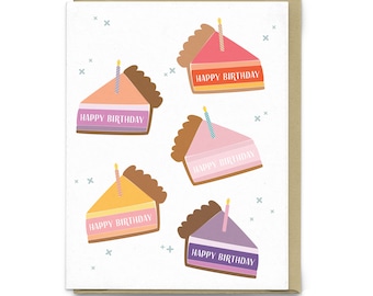 Birthday Pies | birthday card, pretty card, bday card, birthday greeting card, baking card, pie card, friendship card, happy birthday card