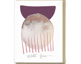 With Love CCW | Greeting Card, Cosmic Crystal Witch, Modern Abstract Boho Art Print, Dreamy Moon Stars Print, Love Card, Anniversary Card