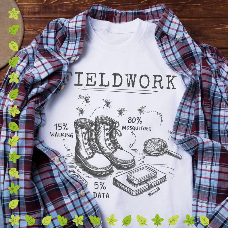 Fieldwork Button Graphic Fieldwork 15% Walking 5 Data 80 Mosquitos, Fieldwork Humor Shirts ...