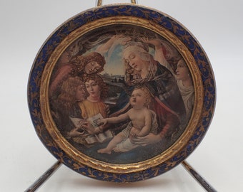 old religious image in frame