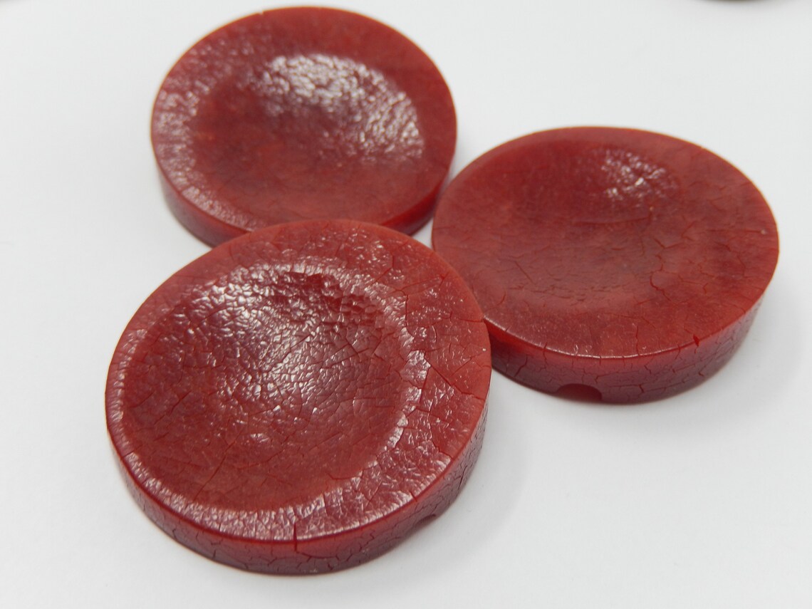 Three Red Buttons, Plastic Material, Diameter 3.5 Cm, Free Shipping - Etsy