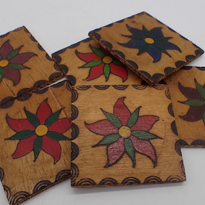 six vintage Savoy wood coasters