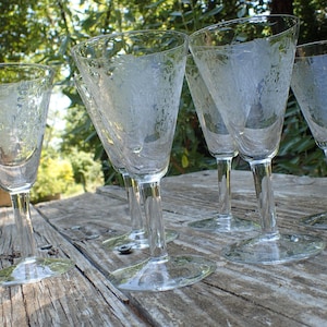 Six old crystal glasses, signed Czechoslovakia