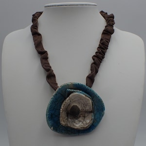 vintage necklace, raku pendant, vintage necklace, raku pendant
