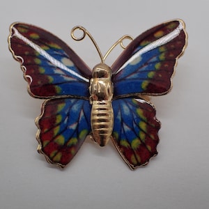 Vintage enameled butterfly brooch