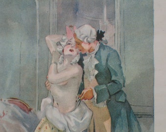 romantische Vintage-Lithographie
