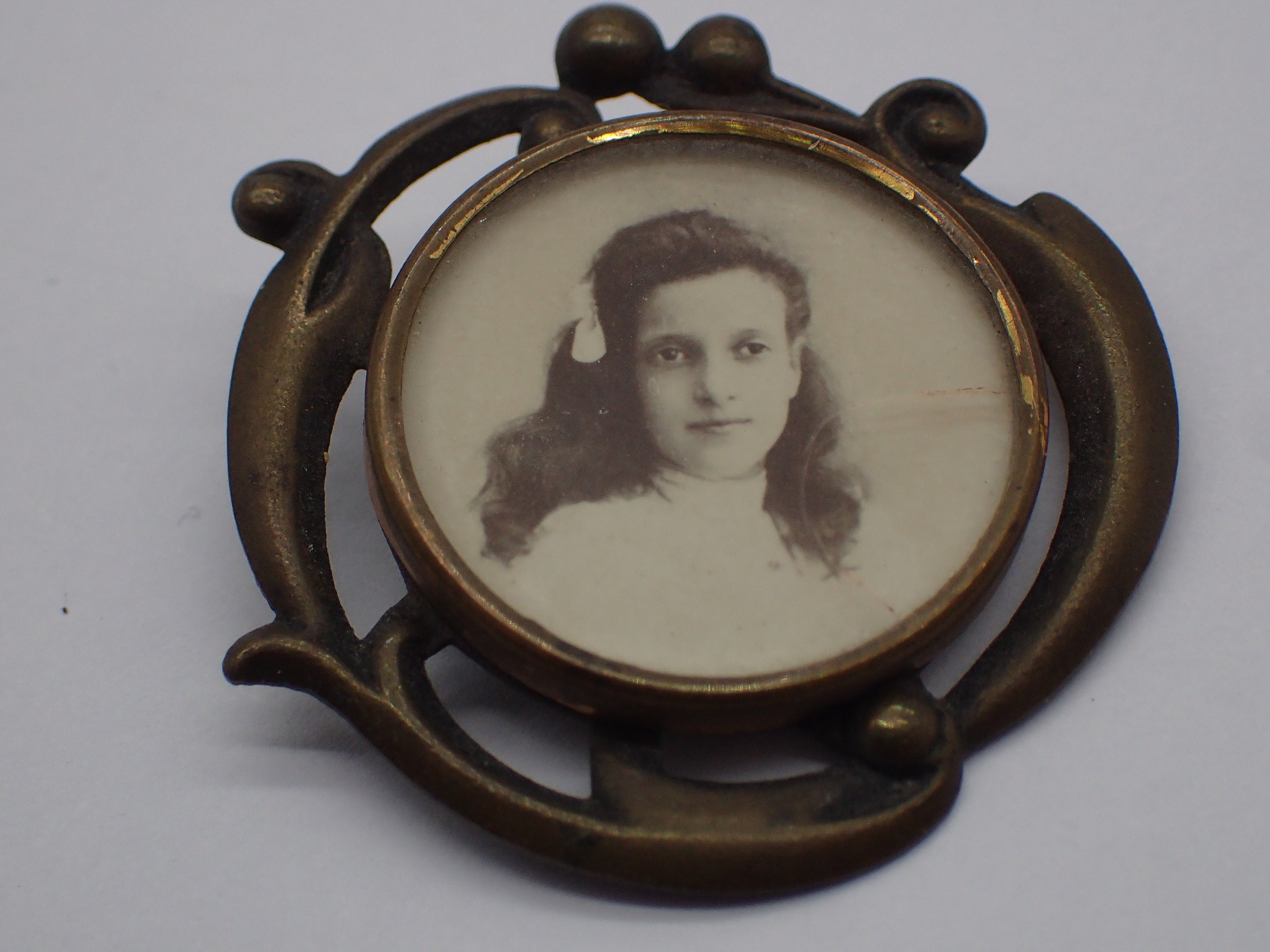 Broche Vintage Porte Photo Argenté