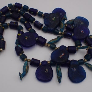 Vintage etnische halsketting van Murano-glaskralen afbeelding 3