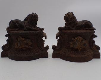 old fireplace decoration with Lions