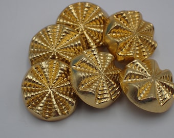 six vintage bronze buttons