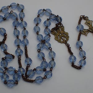 Vintage rosary, blue glass beads