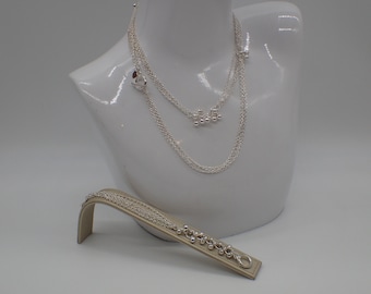 conjunto de colar de pulseira de prata vintage