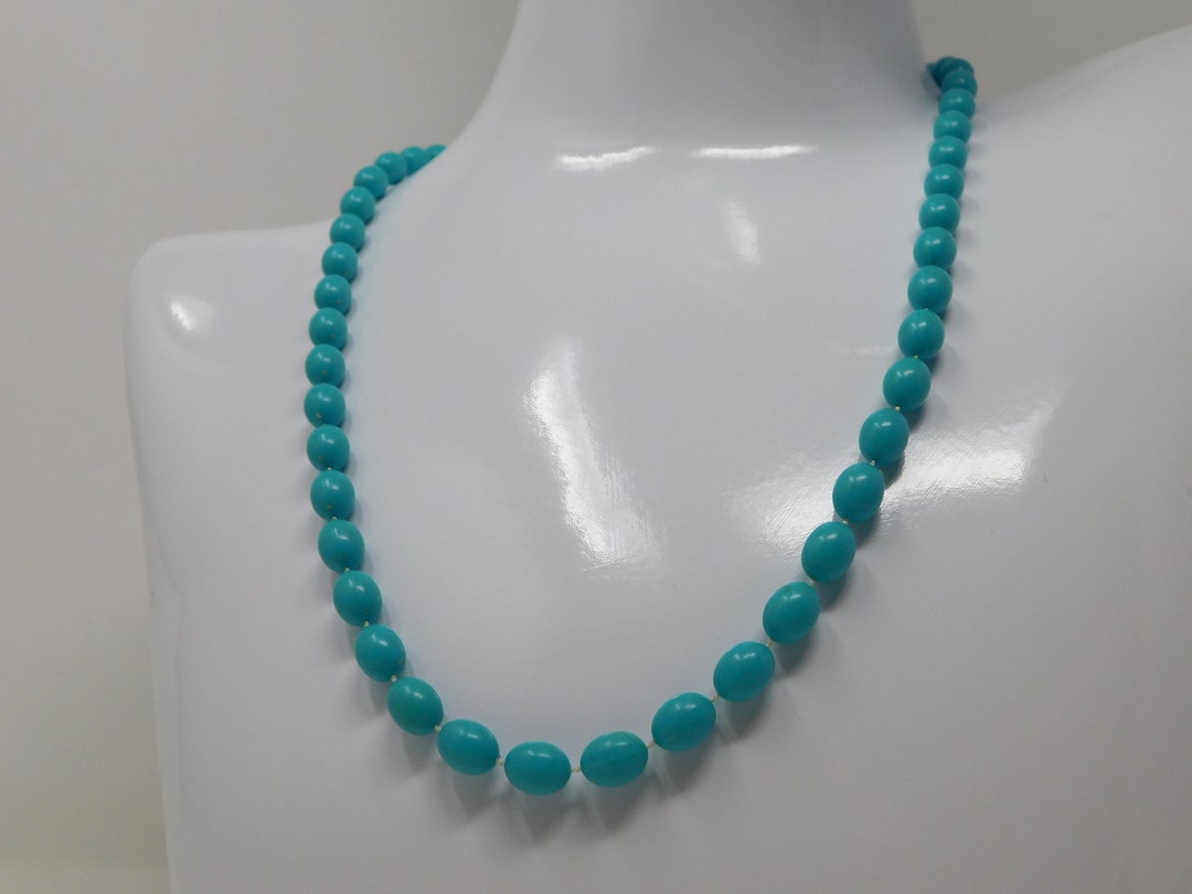 Vintage Blue Pearl Necklace - Etsy