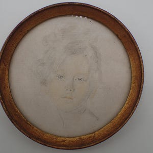 Antique painting, charcoal drawing, child&#39;s portrait