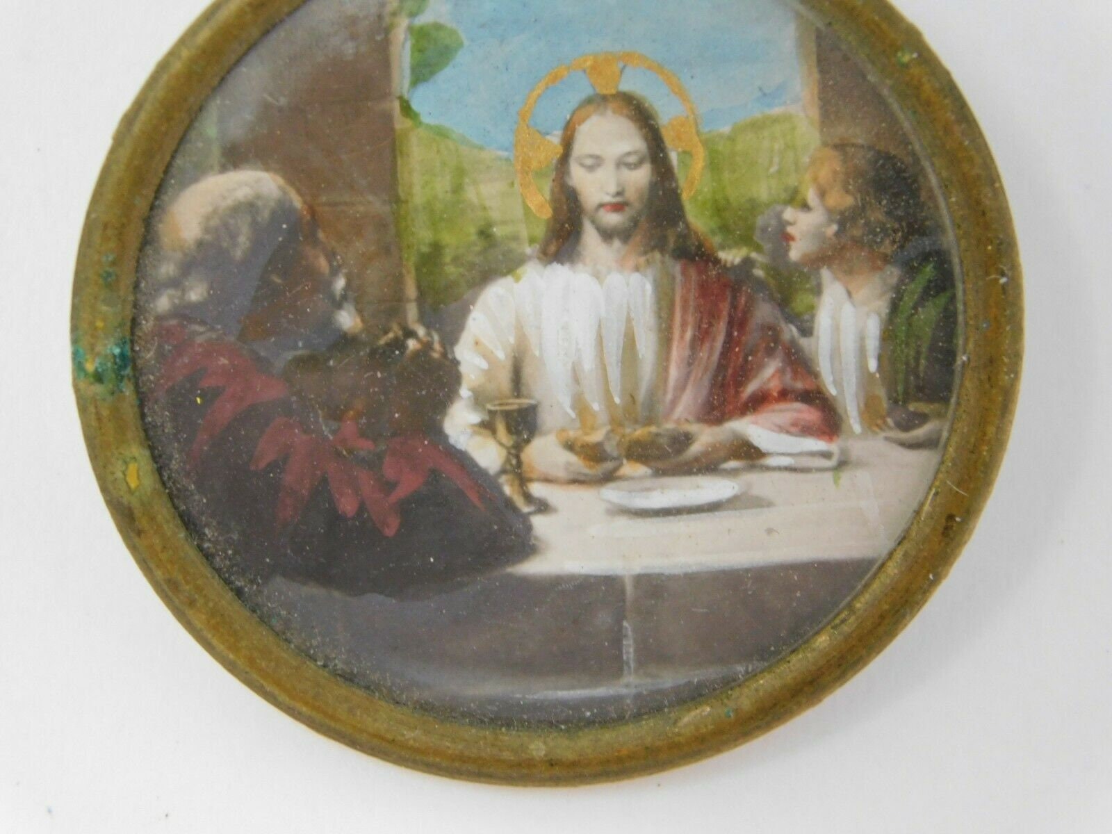 Épingle , Peinture Miniature Sous Verre Religieuse