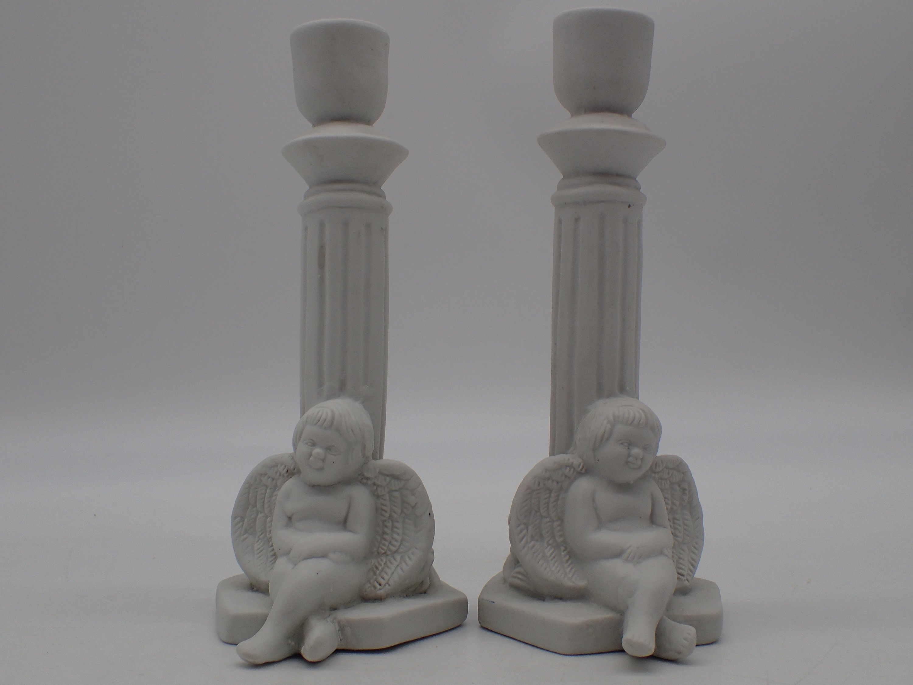 Paire de Bougeoirs Vintage en Porcelaine