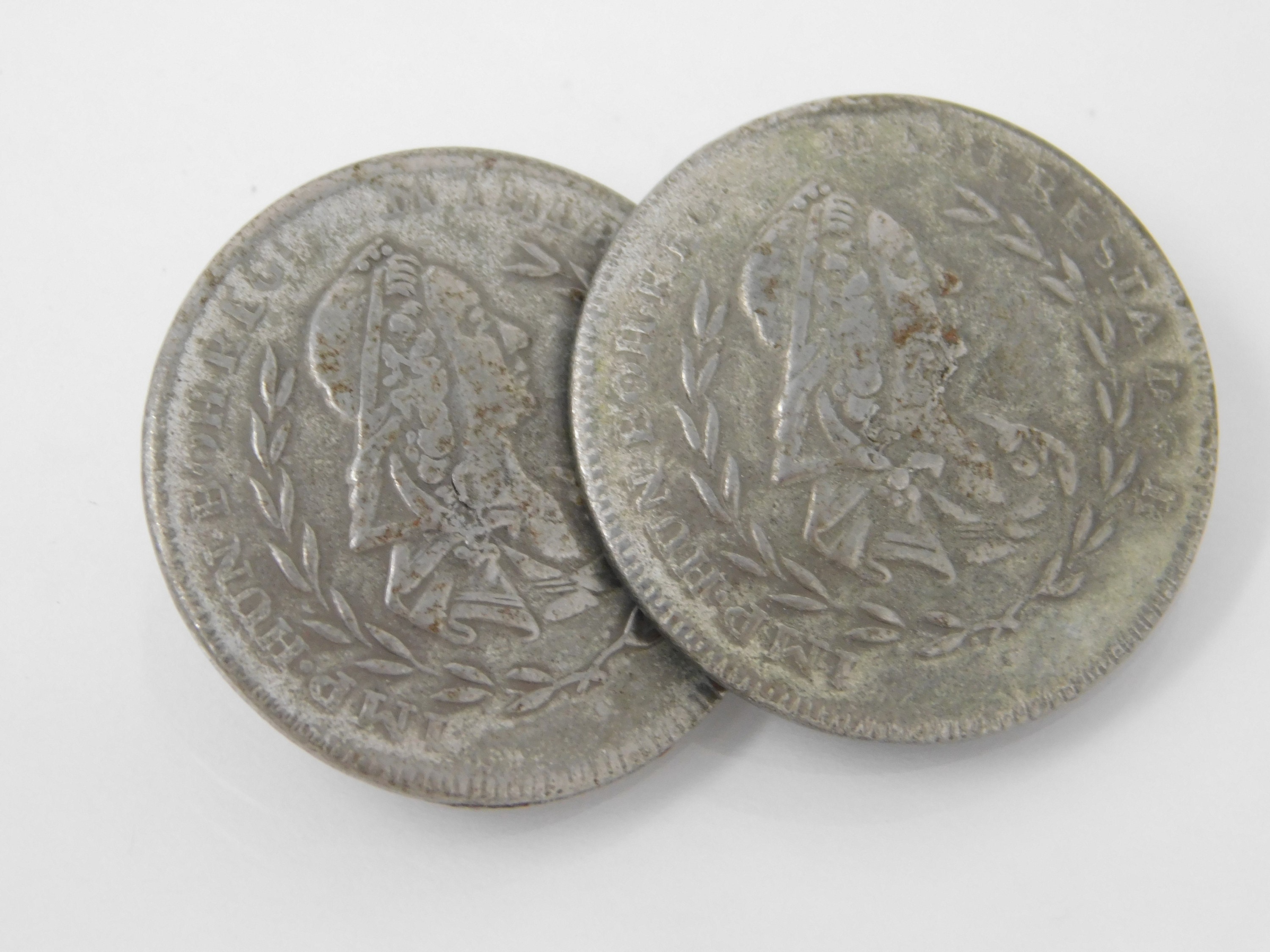 Pair of Old Coin Buttons Etsy UK