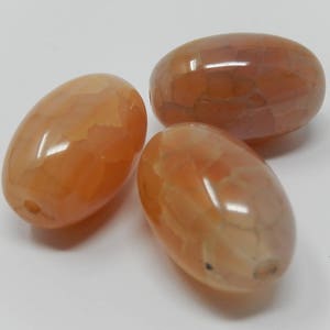 Tre vetro perline Crackle, dimensioni: 2,8 x 1,7 cm, spedizione gratuita