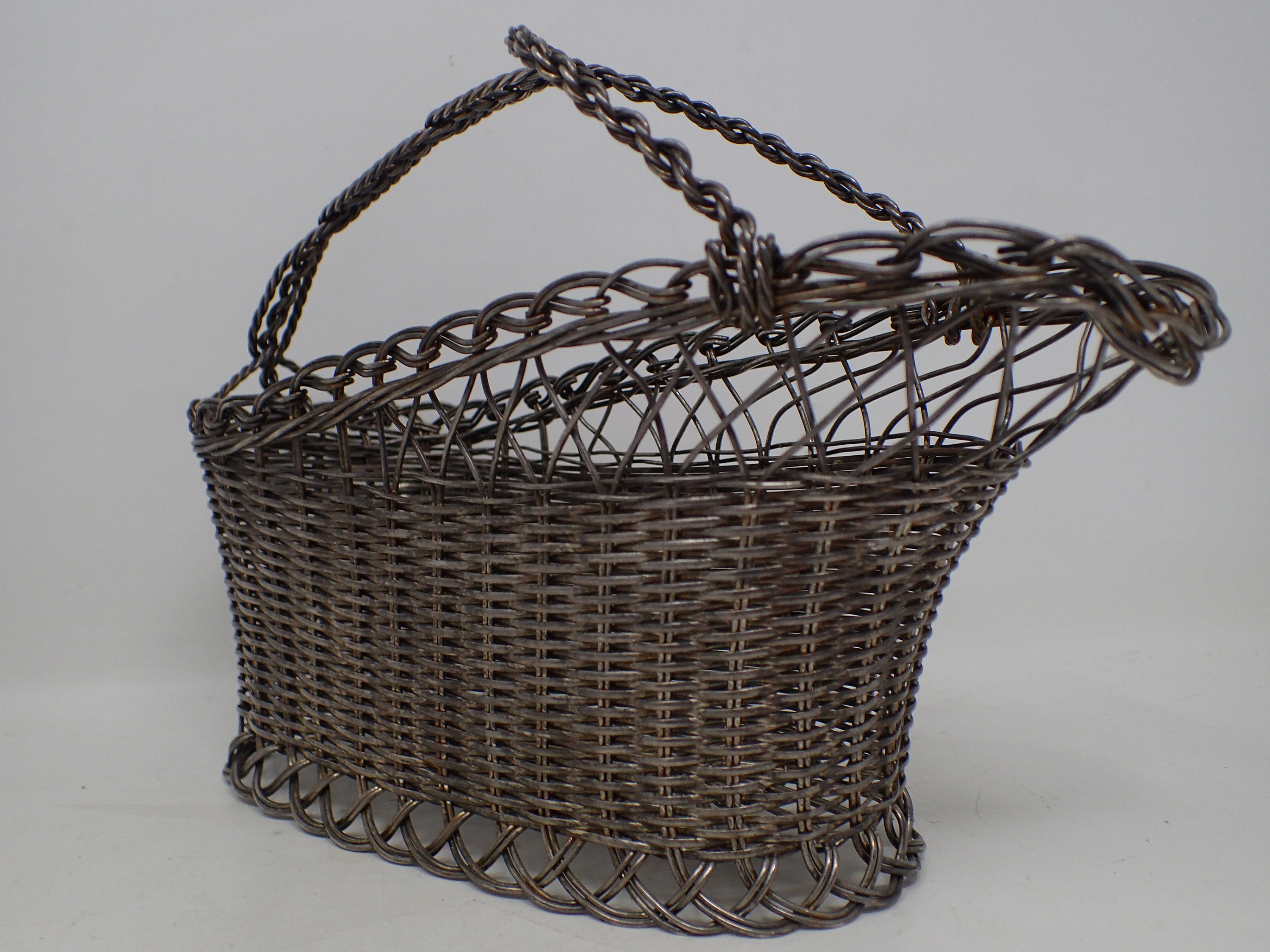 Porte-bouteille Métal Argenté Torsadé Avec Anse - Vintage Et Pratique