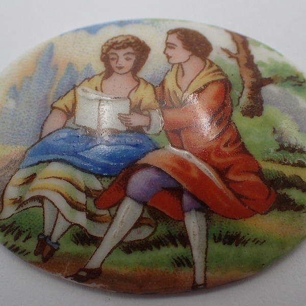 cabochon vintage en porcelaine de Limoges