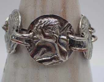 Vintage-Silberarmband mit Engelsmotiv